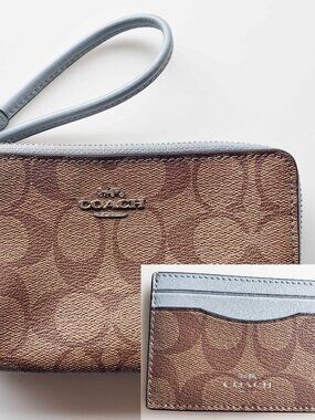 Coach Signature Wristlet and Matching Card Holder